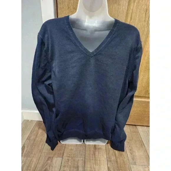 Jos. A. Bank Men's Tailored Fit VNeck Sweater Size XL Navy Blue 100% Pima Cotton - Picture 1 of 6